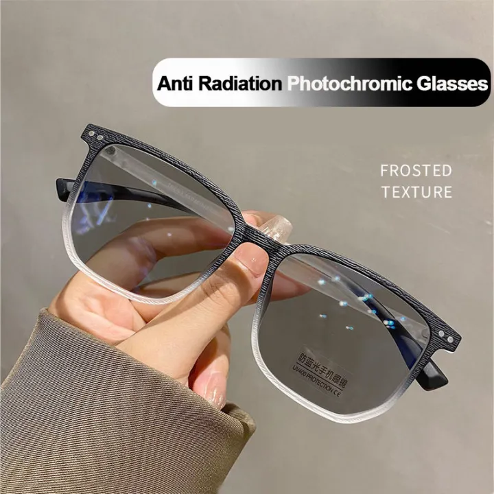 Anti Radiation Eye Glasses Photochromic Eyeglasses For Men Women Clear Glass Replaceable Lens 9884