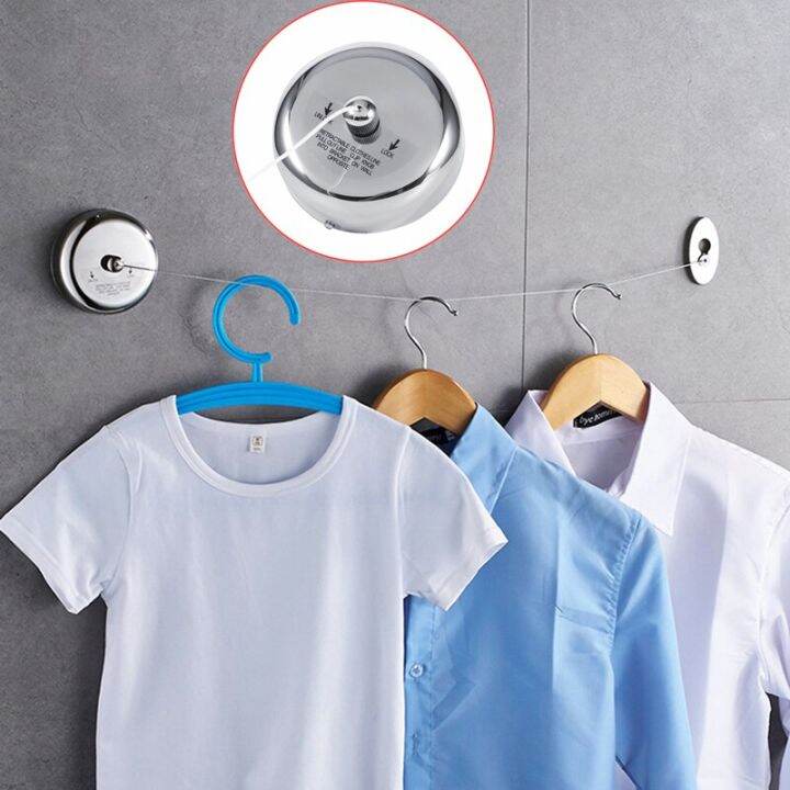 2.8m 9.2FT Wall Mounted SUS304 Stainless Steel Retractable Clothesline