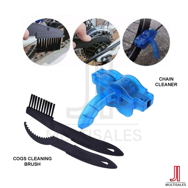 (SET) Chain Cleaner & Cogs Sprocket Cassette Brushes Bundle Set Bike
