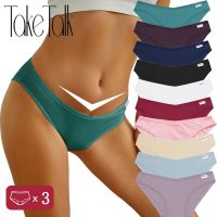 FINETOO Women Waffle Cotton Panties Sexy V-Waist Briefs Underwear for Female Breathable Soft Intimates Lingerie 10 Solid Colors