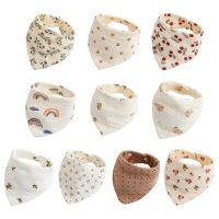 Floral Feeding Bib Burp Cloth Towel for Baby Boy Girl Gender Neutral Gauze Handkerchief Teether Drooling Bib for Newborn 066B