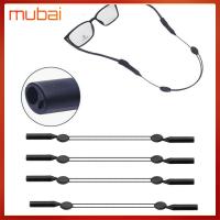 MUBAI 4PCS สายรัดยางยืด สายแว่นตา สีดำสีดำ สายสร้อยคอแว่นตา ใช้งานได้จริง ห่วงโซ่แว่นตา สำหรับผู้ใหญ่