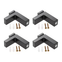 4pcs Glass Shelf Bracket F-shape Alloy Clamp Wall Mounted Adjustable Black Clip w/screw L Support Holder fit 3-28mm Glass Wood