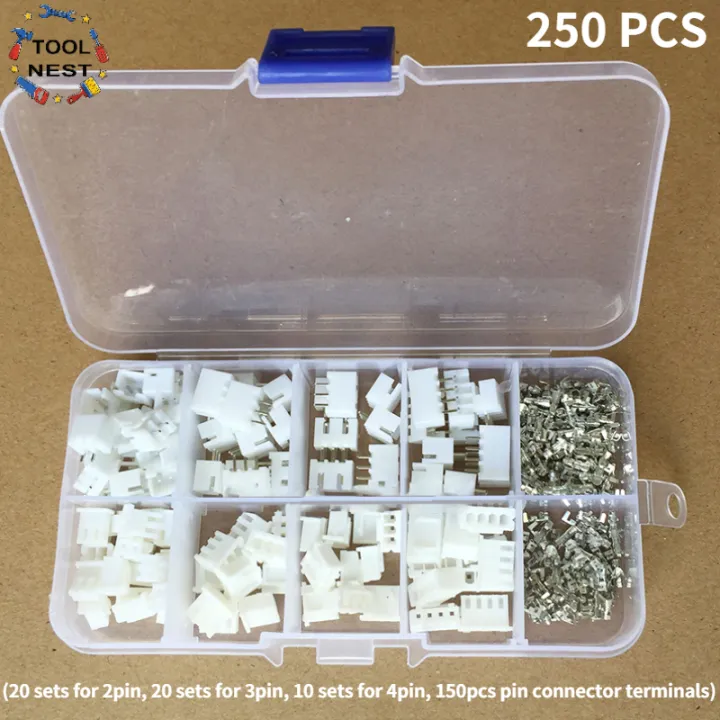 Tool Nest 250 PCS 2.54mm 2/3/4 Pin Connector Plug+Terminal Socket ...