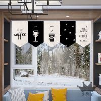 Nordic Kitchen Magic Sticker Hanging Flag Restaurant Door Curtain Coffee Shop Short Curtain Decorative Curtain Hanging Curtain Triangle Flag Curtain Dessert Shop Par