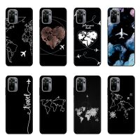 World Map Travel Soft TPU Phone Cases For Xiaomi Redmi Note 10 Pro Max Plane Cover For Redmi Note 10 10S Coque Fundas Shell Capa Electrical Safety