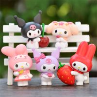 ZHUJI ชุดสตรอเบอร์รี่ Kuromi ของเล่นโมเดล S ของเล่นโมเดล Pachacco My Melody ตัวเลข Kawaii การ์ตูน Cinnamorol หุ่นแฟนๆของสะสม