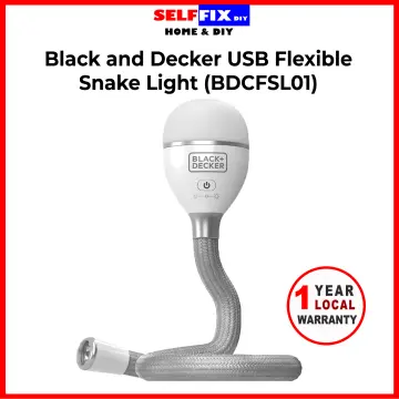BLACK+DECKER Snake Light, Use for Book Light, Desk Light, and Work Light, 2  Settings, Flexible and Rechargeable (BDCFSL01)