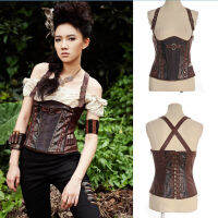 Steampunk Corset ทหารอุตสาหกรรมโพสต์สันทรายโกธิคพังก์เสื้อกั๊กด้านบนโดย SP061 RQ-BL