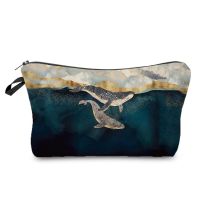 【CC】 Hot Sale Sea Whale Print Makeup Women  39;s Cases Storage