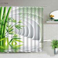 Bamboosan Water Bath Curtain เซนเซนเซนจีนดอกไม้และนกพิมพ์สีแดงเข้มตกแต่งบ้านห้องน้ำม่านอาบน้ำ 180 * 180 ซม