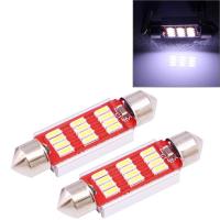 AutoAccessories 2 PCS 39mm 3.5W 180LM White Light 12 LED SMD 4014 CANBUS License Plate Reading Lights Car Light Bulb