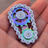 Rainbow EDC Gear Chain Fingertip Gyroscope Toys Metal Sprocket Flywheel Fidget Spinner for Adults Kids Anti Stress Roller