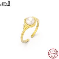 Effie Queen Real 925 Sterling Silver Cultured Freashwater Pearl Rings For Women Fashion Butterfly 4A CZ Open Rings Jewelry GPR15