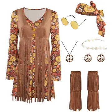 Retro 70s 80s Rock Hippie Costumes Women Carnival Halloween dress