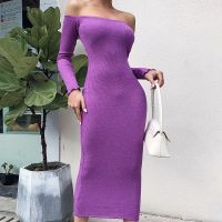 U-sweety Womens New Style One Shoulder Dress Temperament Sexy All-around Bag Hip Show Thin One-step Dresses