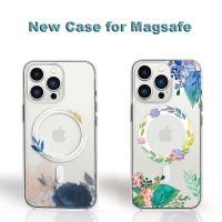 [Chaoke digital branch] เคสแม่เหล็กใสลายดอกไม้สำหรับที่ชาร์จ Magsafe Iphone 11 12 13 14 Pro Max Mini Xs Max กรอบซิลิโคนแบบนิ่มสำหรับ Iphones13