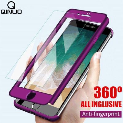 「Enjoy electronic」 360 Full Cover Protective Phone Case Glass For iPhone 12 Mini 11 Pro Max XS X XR 7 8 Plus 6 S SE 2020 11case Hard PC Cover Funda
