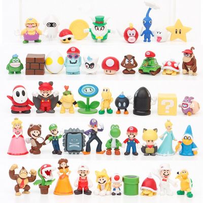 Luigi Yoshi Super Mario Bros 48ชิ้นตุ๊กตาโมเดลของเล่นสำหรับของขวัญวันเกิดสำหรับเด็กตุ๊กตาขยับแขนขาได้ลา Wario