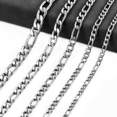 【CW】Mens Stainless Steel Figaro Chains Necklace for Women Classic Waterproof Never Fade Siver Color Link Choker Jewelry Gift