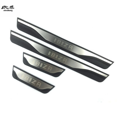 4PCSLot ABS Plastic and Stainless Steel Car Door Sill Pedals Scuff Plate Cover for 2015-2019 SEAT IBIZA MK4 6J5 6P1 FR TGI