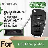 สำหรับ A6 Audi S6 Q7 2004-2015ชิป8E กุญแจรถยนต์รีโมทการควบคุม Fob ไม่มีคีย์ IYZ 3314 4F0837220R 4F0837220M 4F0837220T