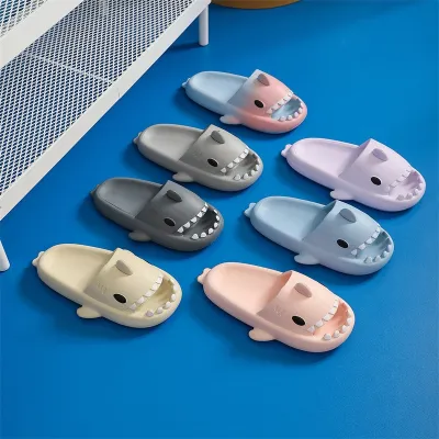 New Style Summer Shark Slippers Mens Fashion Slippers Solid Color Casual Home Shoes Eva Non-Slip Shoes Womens Beach Shark Slides