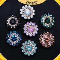 CHONGXI 10PCS 14mm ตัดเย็บเสื้อผ้า รูปดอกไม้ เครื่องประดับหมวก ตกแต่งเสื้อผ้า ปุ่ม พลอยเทียม หินแก้วคริสตัล