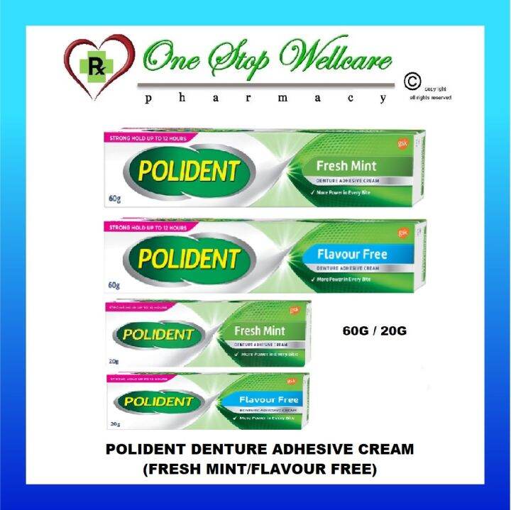POLIDENT DENTURE ADHESIVE CREAM (FRESH MINT / FLAVOUR FREE) 20G / 60G