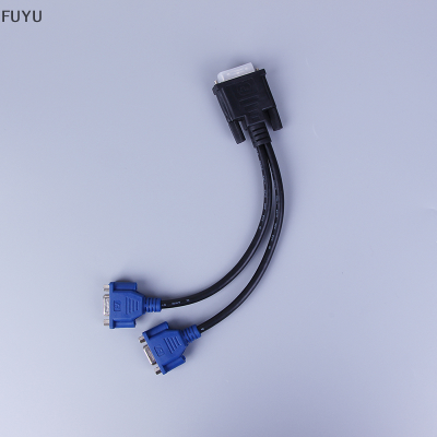 FUYU DVI-I 24 + 5 Pins ชายถึง2/สอง Dual VGA FEMALE Monitor ADAPTER Y-Splitter CABLE