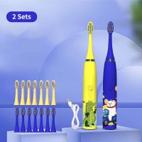 ZZOOI New Electric Toothbrush Kids Rechargeable USB Sonic Tooth Brush Smart Timer 4 Modes IPX6 Waterproof Cartoon Pattern for Children