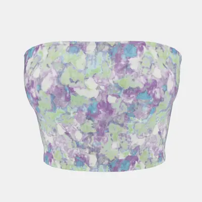 Closet Crush Tube crop top with flower printed (Lilac) เสื้อเกาะอกครอปทรงเข้ารูป