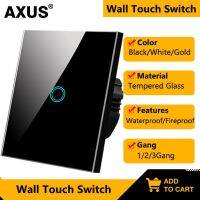 ☃✓❣ AXUS EU Wall Touch Switch 220 Tempered Crystal Glass Panel Led backlight 1/2/3 Gang Light Sensor Switches Waterproof Lamp On Off