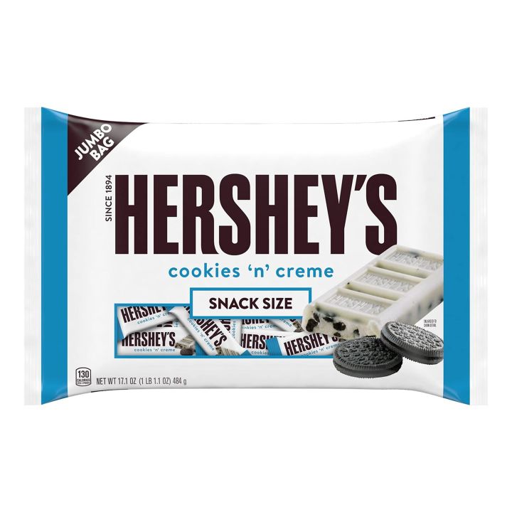 Hersheys Cookies n Creme Snack Size Jumbo Bag น้ำหนัก 484 กรัม exp.30/04/24