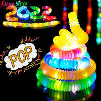 LS【Fast Delivery】Led Luminous Telescopic Tube With Lights Stress Relief Toy Glowing Bellows Kids Gifts1【cod】