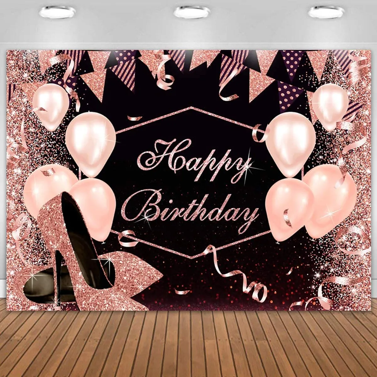 SALE／63%OFF】 Red Happy Birthday Banner Decorations Large and Black Backdrop  munozmarchesi.ar