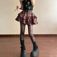 Korean Japanese Sweet Hot Clothes Gothic Punk Skirts Y2k Streetwear Dark Aesthetics Pleated Ball Gown Plaid Stripe Mini Skirt