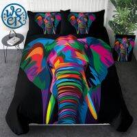 【hot】✥■ Spiritual Elephant by Weer Set Watercolor Duvet Cover Colorful Bed for Adults Bedclothes 3-Piece