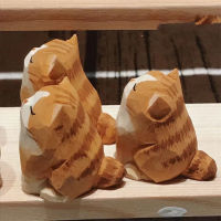 Cat Wood Carving Cats Wooden Cute Hand-made Landscaping Small Orange Cat Ornaments Orange Cat Handicrafts Cute Cat