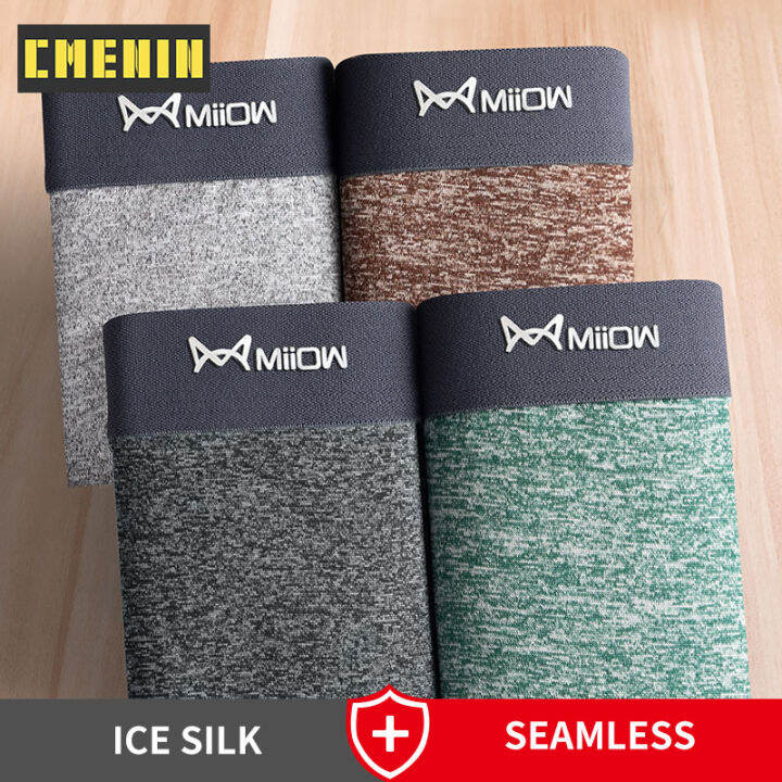 cmenin-miiow-4pcs-ไนลอนต้านเชื้อแบคทีเรียกางเกงในชายนักมวยกางเกงขาสั้นกางเกงชั้นในเซ็กซี่นุ่มชุดชั้นในชายนักมวยชาย-m1040