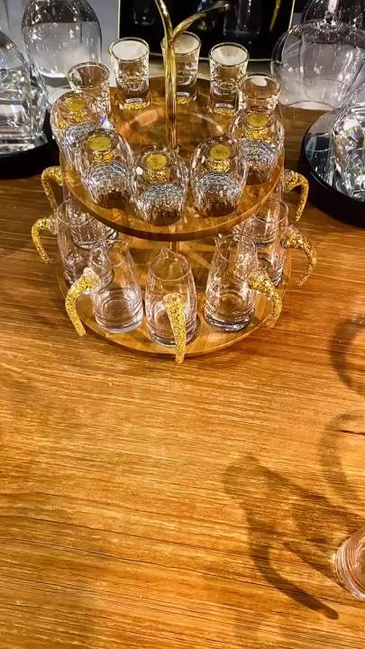 Crystal Shot Glass Built Gold Goldleaf Liquor Spirits Mini Golden Cups Wine  Divider Alcohol Dispenser Divider