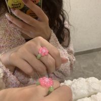 Vintage Cute Miyuki Beads Candy Color Flower Charm Ring for Women Korean Elastic Braided Crystal Ring Party Jewelry Gifts