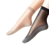 5 PairsLot Summer Socks Women Solid Colors Girls Daily Transparent Socks Soft Cotton Bottom Non Slip Sole Thin Short Socks