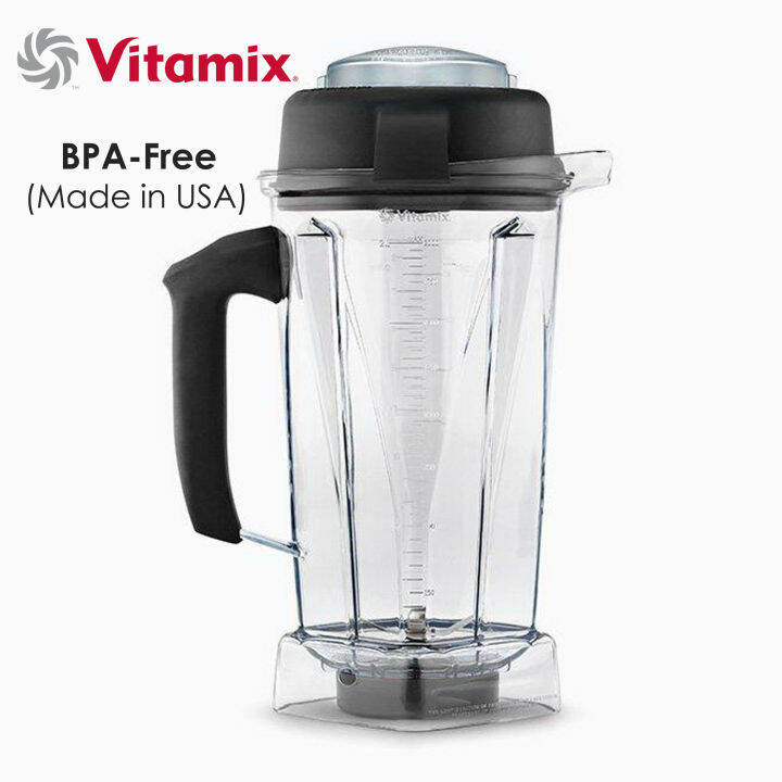 โถปั่น-vitamix-2-0l-bpa-free-มือจับดำ-พร้อมใบมีด-wet-blade-และฝาปิด-ของแท้-ใช้ได้กับเครื่องปั่น-vitamix-รุ่น-vita-prep-3-two-speed-tnc-5200-e310-และ-drink-machine-advance