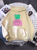 Kawaii Bear Notes Printing Women Hoodie Trend Soft Comfortable Sportswear Street Comfortable Pullover Harajuku Casual Streetwear Size Xxs-4Xl