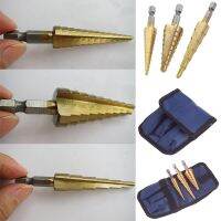 【SAVAGE Hardware Tools】 3ชิ้น/เซ็ต HSS Straight Groove Step Drills Bit Set Titanium Coated Wood Metal Hex Hole Cutter Core Drilling 6/9/13 Steps Drills