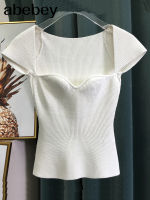 2022 new spring sqaure collar sleeveless knitting pullover slim short high waist top female tank WK69001l