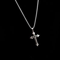 สร้อยคอ พร้อมจี้ ไม้กางเขน Vintage Gothic Hollow Cross Pendant Necklace Silver Color Cool Street Style Necklace For Men Women Gift Wholesale Neck Jewelry