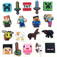 Minecraft เสน่ห์การตกแต่งรองเท้าสำหรับจระเข้อุดตันรองเท้าแตะสตีฟวิดีโอเกมรองเท้า Pins สำหรับผู้ใหญ่ผู้ชายเด็กของขวัญพรรค