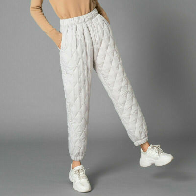 Women Winter Warm Down Cotton Pants Padded Quilted Trousers Elastic Waist Casual Trousers Thick Y2k Pantalones Korean Fashion